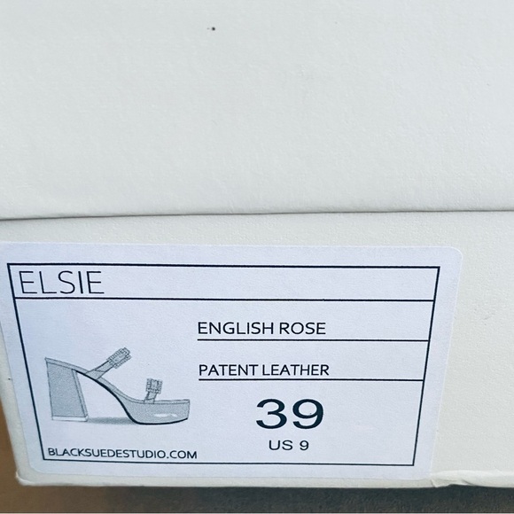 NEW Black Suede Studio Pink Patent Heels Elsie Platform Sandal Crystal Buckle 39 - Picture 9 of 11